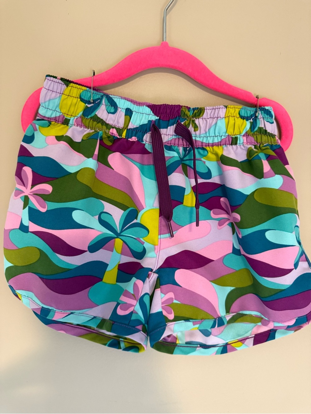 Colorful Tropical Print Swim Shorts